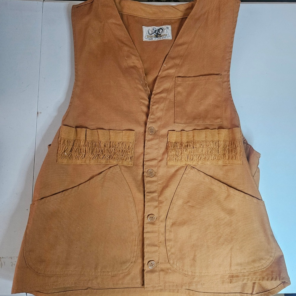 Vintage Black Sheep Canvas Hunting Vest Brown Duck Cotton Game Bag Shell Loops M